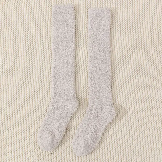 No Hair Loss Coral Velvet Knee Socks For Children To Thicken And Keep Warm Khaki - Shop at LoveMi