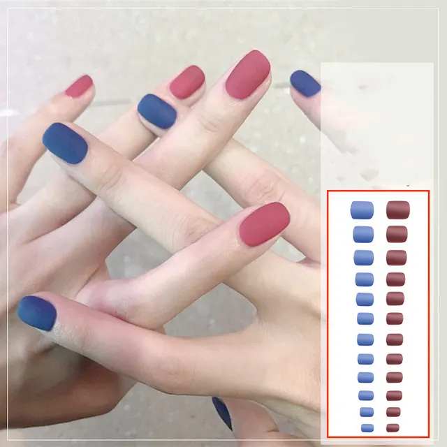 Blue And Red Jump Nail Art With Removable Nail Pieces Blue Red - Shop at LoveMi