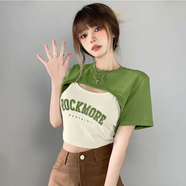 Vintage Blue Lapel Half Cardigan Button Embroidered Vest All match Slim Sleeveless Top Green - Shop at LoveMi