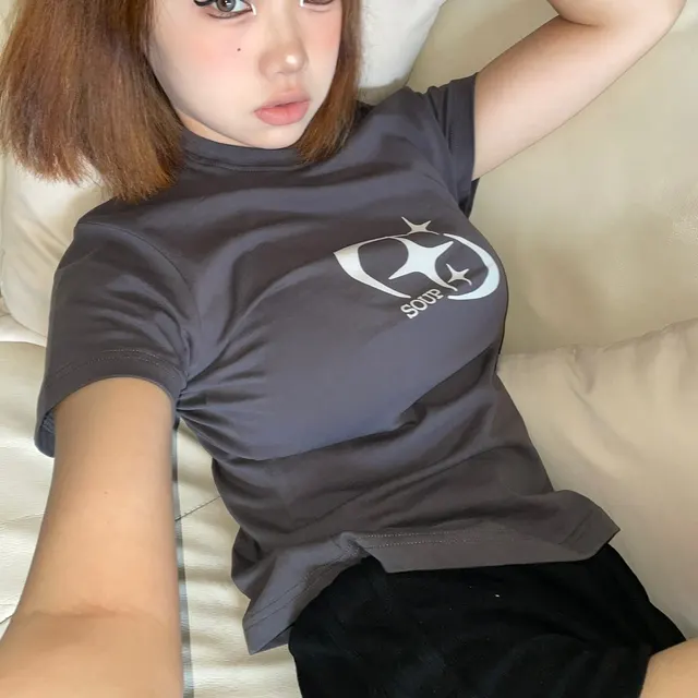 Niche Chic Short Spicy Girls Slim Tops Female Summer Grey - Shop at LoveMi