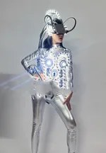 Costume Led Luminous Chest Armor Atmosphere - Top Shorts Bracelet Trousers-S - View 1