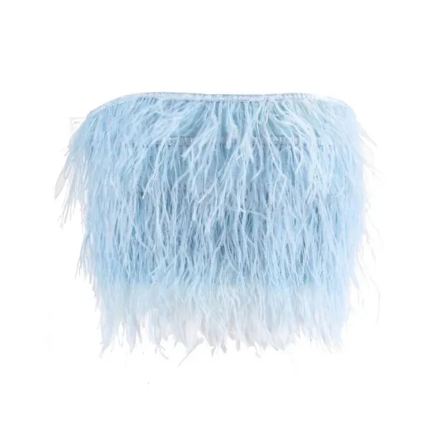 Fashion Fluffy Multi color Hair Hair Wipe Chest Top Sky Blue - Shop at LoveMi