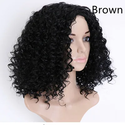 Women's Short Curly Hair African Small Curly Explosive Head Chemical Fiber Headset Brown - Shop at LoveMi