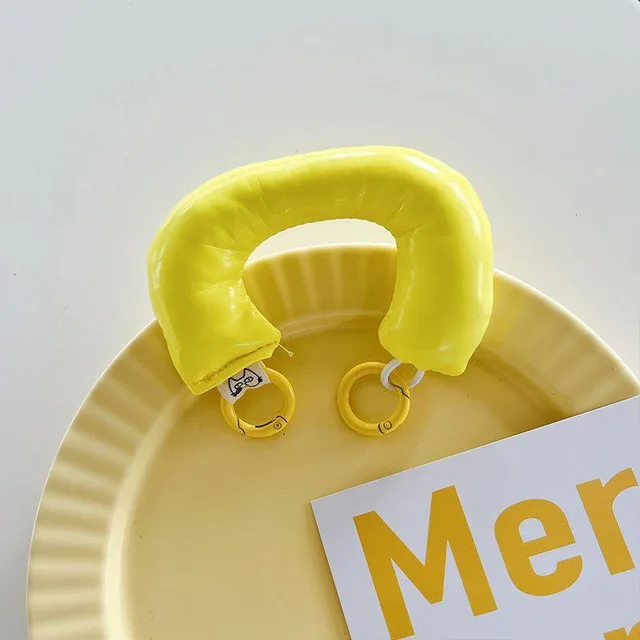 Cotton Filled Double Button Wrist Phone Case Pendant Hanging Decoration Yellow - Shop at LoveMi