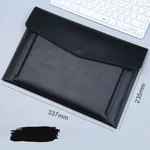 A4 File Bag Contains Large Capacity Double-layer Leather Protective Sleeve - Black