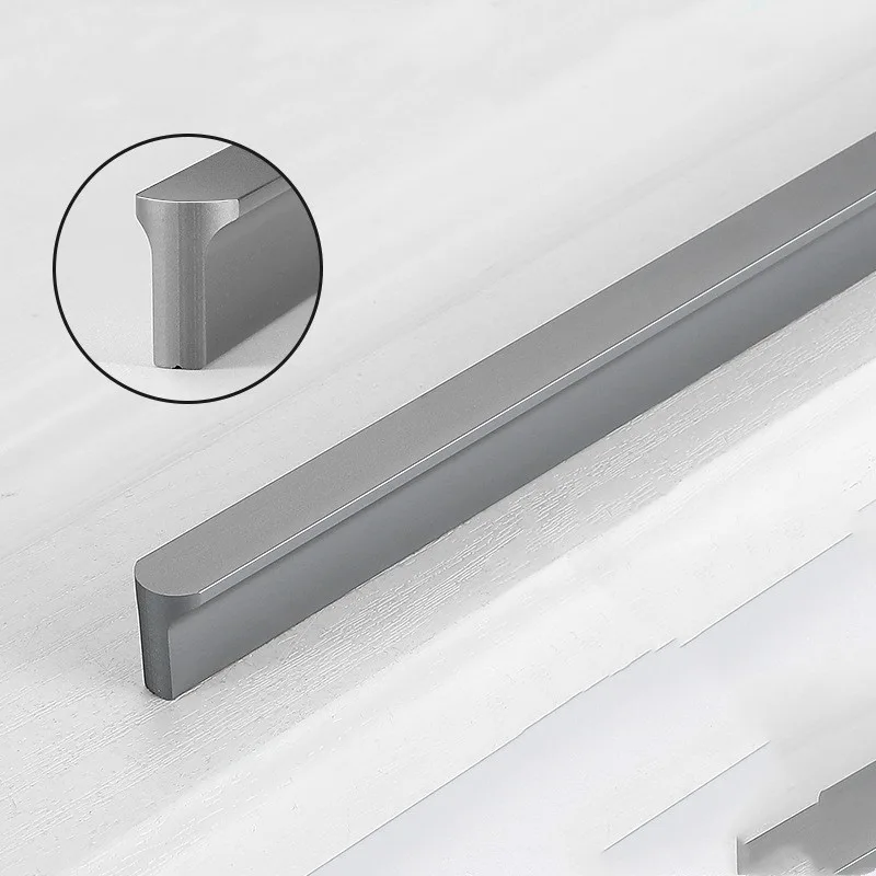 Gold Wardrobe Door Handle Lengthened Aluminum Alloy Cabinet Drawer Cabinet Door Handle - Round T Gray1000 - View 1