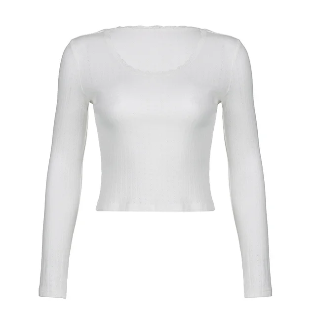 Sweet Lace Small Lace Knitted Long Sleeve White - Shop at LoveMi