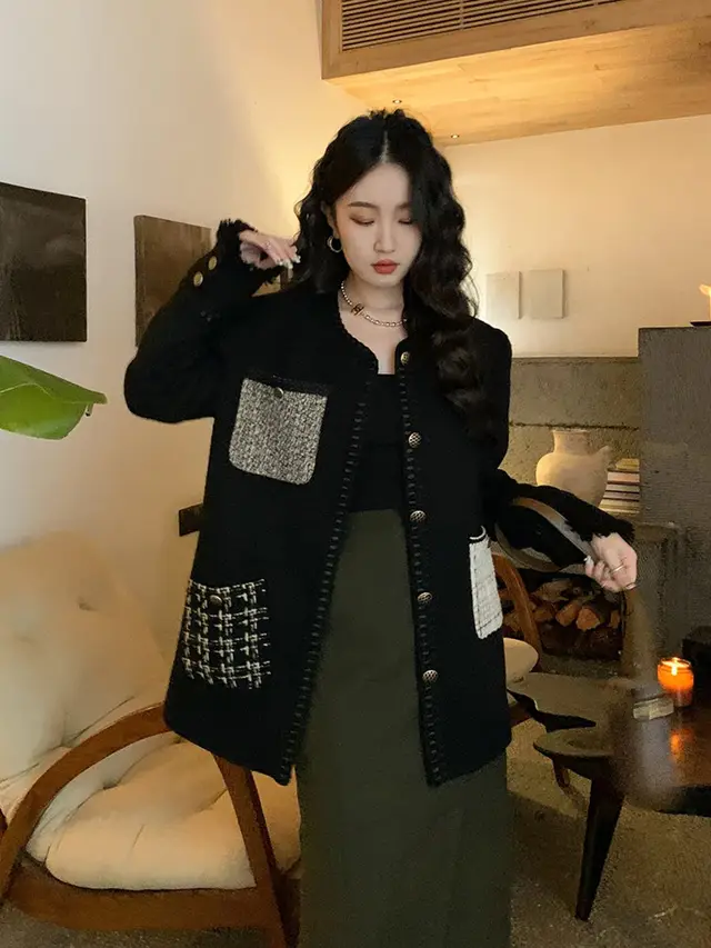 Contrasting Color Black Fashion Personality Coat Women Black - Shop at LoveMi