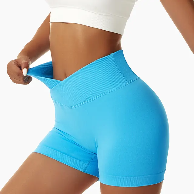 Tight Seamless Sports Shorts For Women Color Blue - Shop at LoveMi