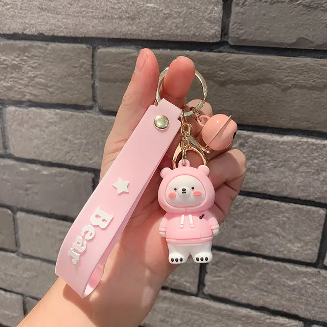 Sweater Small White Bear Pendant Key Chain Cute Accessories Cartoon Doll Pink - Shop at LoveMi