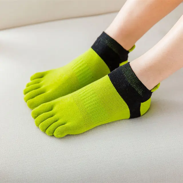 Ladies' Short Cotton Toe Socks Green - Shop at LoveMi