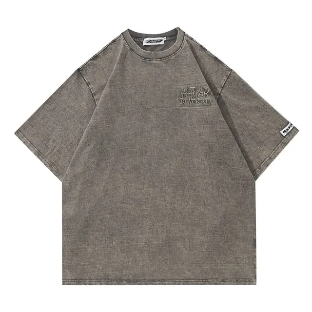 Men's Embroidered Wash Short Sleeve Brown - Shop at LoveMi