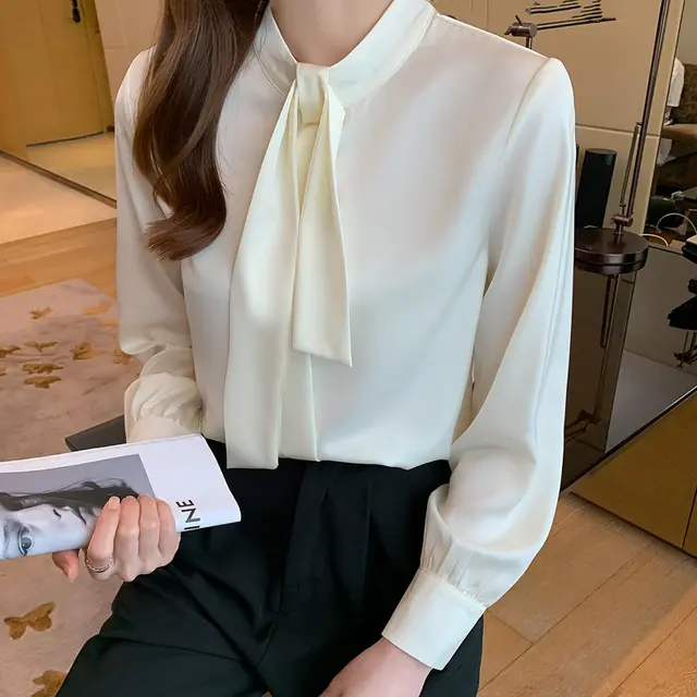 Fashion Ribbon Top Temperament Solid Color Beige - Shop at LoveMi