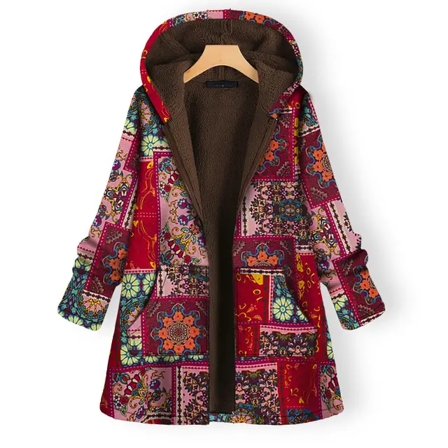 Loose Oversized Cotton padded Jacket Red - Shop at LoveMi