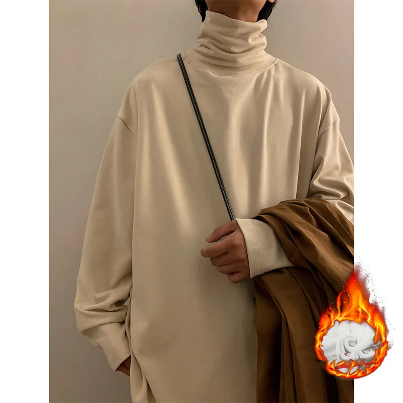 Versatile High Neck Pullover Round Neck Sweater Hd1439 Apricot Plush - Shop at LoveMi