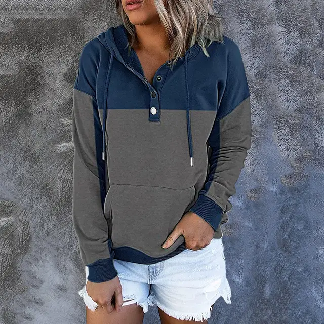 Yellow Pullover Fashion Thin Cotton Solid Dark Sweater Patchwork Dark Blue - Shop at LoveMi