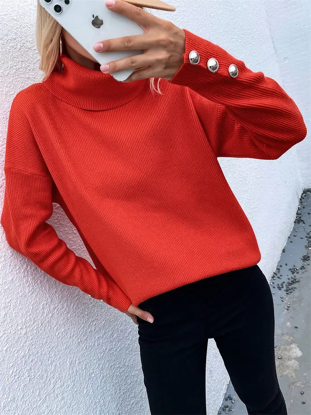 High neck Women's New Multi panel Pullover Sweater Red - Shop at LoveMi