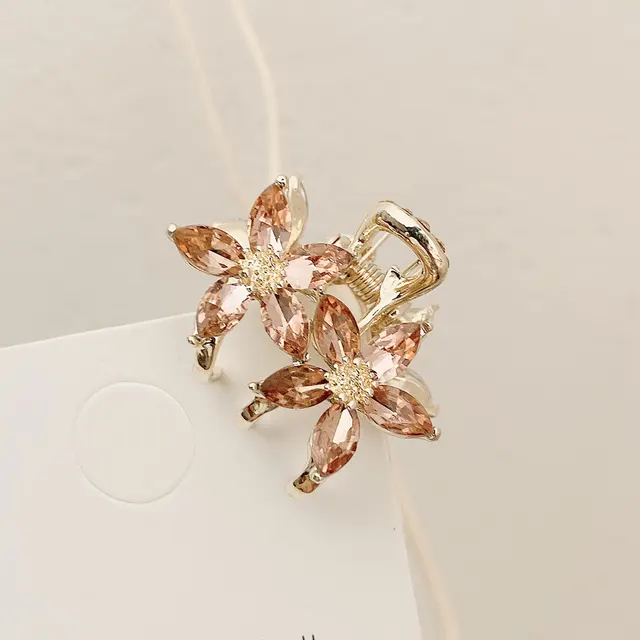 Small Bangs Grip New Crystal Flower Temperament Champagne Pink Small - Shop at LoveMi