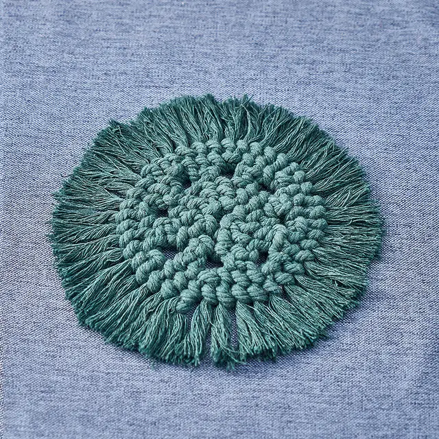 Nordic Hand woven Cotton Decoration Coaster Blackish Green - Shop at LoveMi