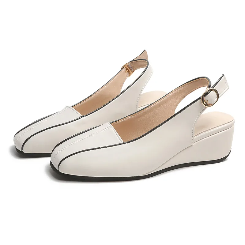 Versatile Retro Wedge Heel Sandals White - Shop at LoveMi