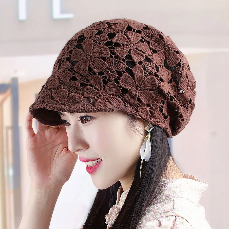 Fashion Short Cap Flower Ventilation Coffee - Shop at LoveMi