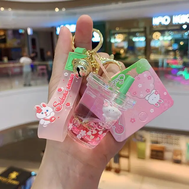 Fashionable And Simple Acrylic Pendant Keychain Milk Tea Mug - Shop at LoveMi