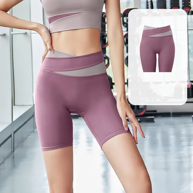 Women's Patchwork Contrast Sports Fitness Bra Leggings Set Purple Capris - Shop at LoveMi