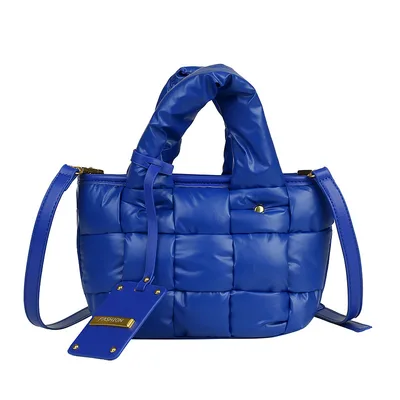 Women's Fashion Vintage Rhombus Embroidered Thread Shoulder Crossbody Bag Blue - Shop at LoveMi
