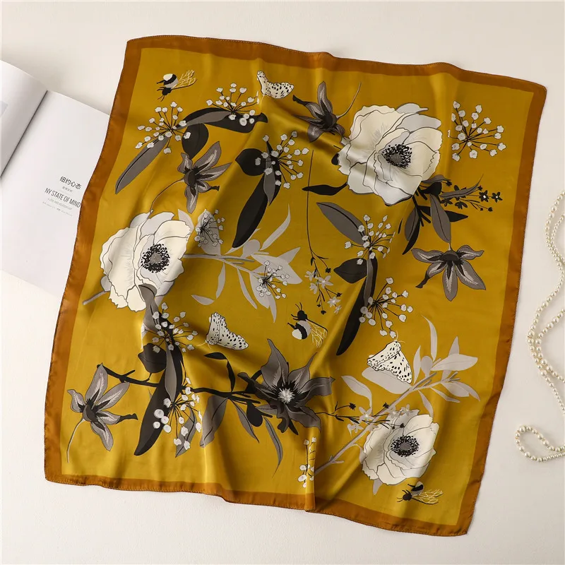 New Women's Scarves 70cm Love Bird Letter Pattern - Fj5882 Turmeric