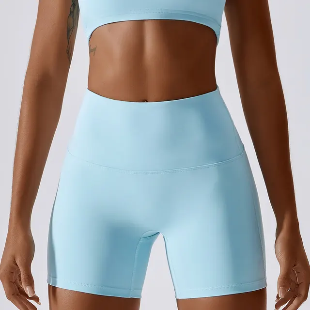 Candy Color Quick drying Nude Yoga Shorts Sky Blue - Shop at LoveMi