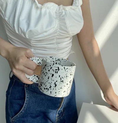 Ceramic Mug Rose Chequered Mark Mug Splash Ink - Shop at LoveMi