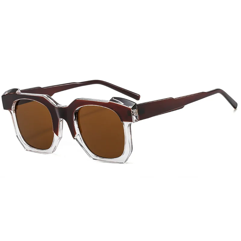 Men's Multilateral Black Frame Plain Glasses Camel - Shop at LoveMi