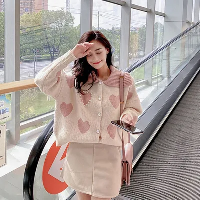 Women's Sweet And Lovely Long sleeved Sweater Coat Pink - Shop at LoveMi