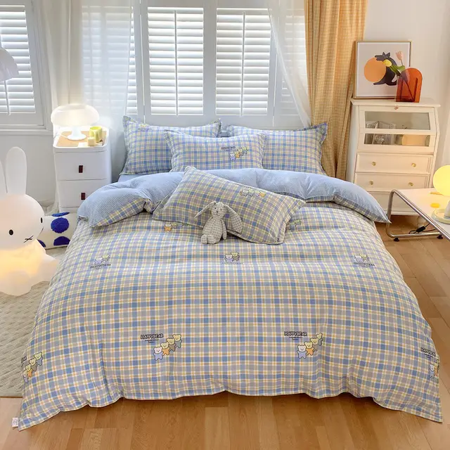 Cotton Thickened Four piece Dormitory Bed Sheet And Quilt Cover Good Friends - Shop at LoveMi