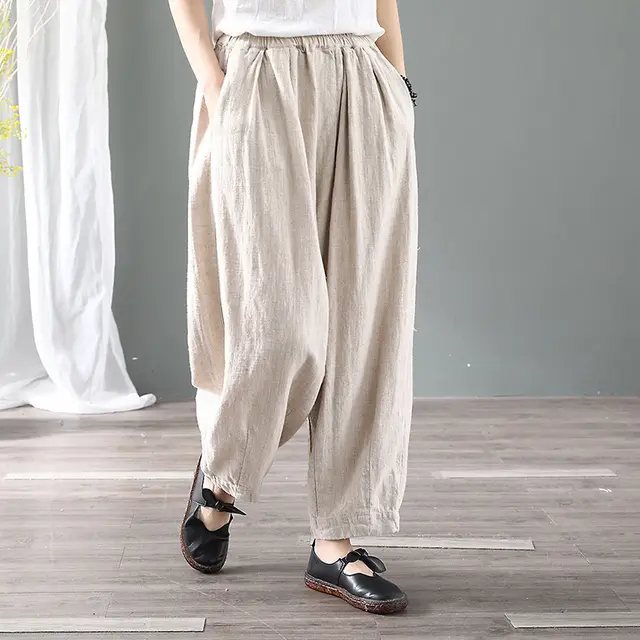 Women's Loose Casual Plus Size Radish Pants Light Colour - Shop at LoveMi