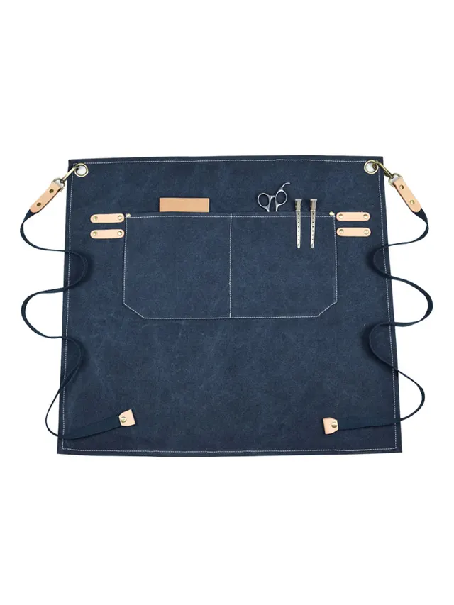 Canvas Half Drawing Apron Bakery Cafe Work Clothes Can Be Customized Dark Blue - Shop at LoveMi
