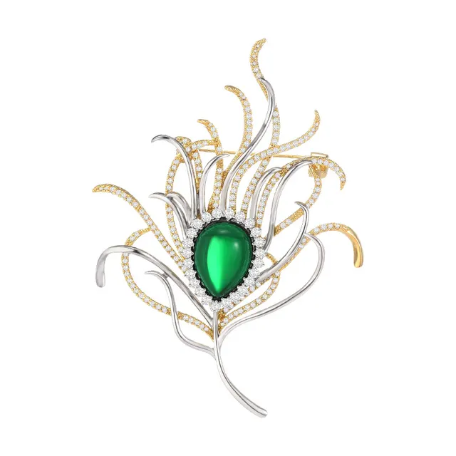 Brooch Color Zircon Drop Oil Corsage Women's Fashion Pin Silver - Shop at LoveMi