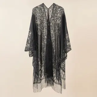 Lace Smock Holiday Beach Cape Sun Protection Clothing - Black