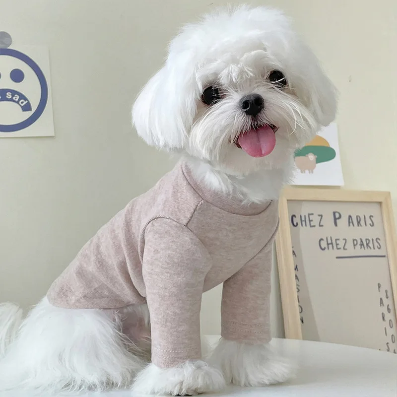 Pet High-neck Slim Bottom Shirt - Light Khaki