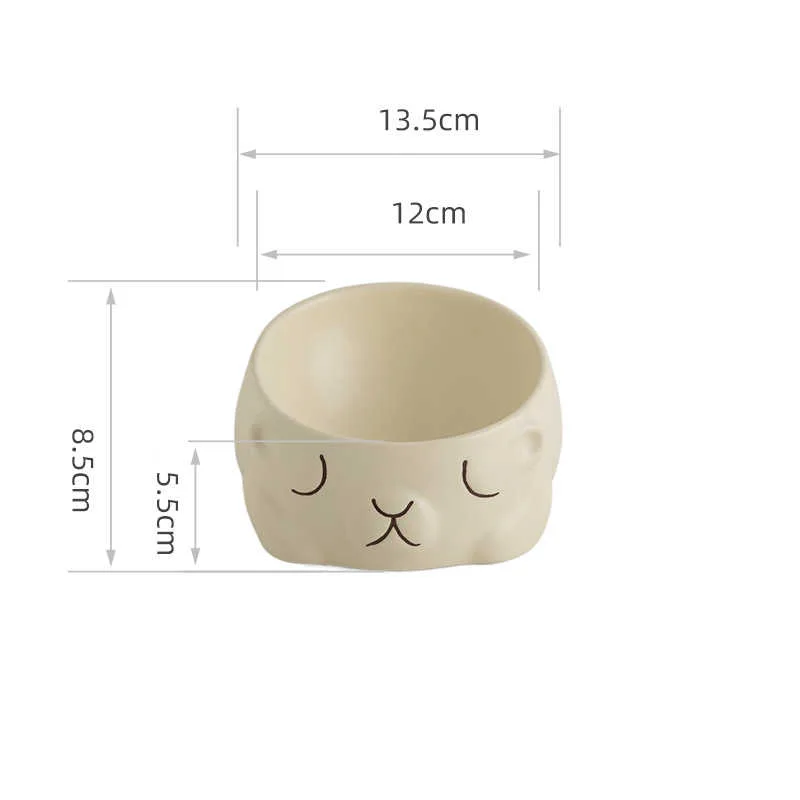 Ceramic Pet Bowl Cat Cartoon Creative - Light Coffee