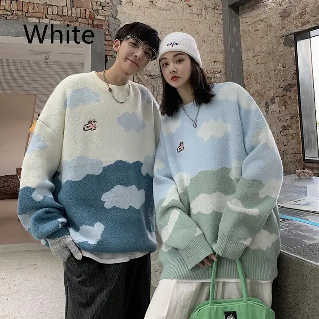 Sweater Cute Cartoon Cloud Thread Clothes For Men And Women White - Shop at LoveMi