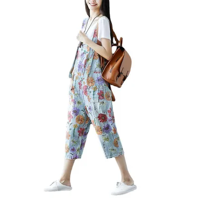 Women's Fashion Minimalist Washed Denim Strappy Trousers Light Blue - Shop at LoveMi