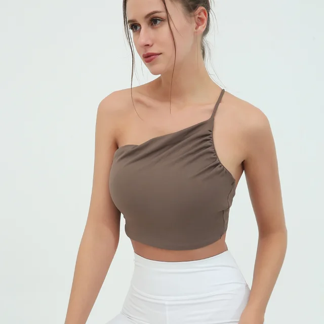 Women's Shoulder Strap Body Building Vest Brown - Shop at LoveMi