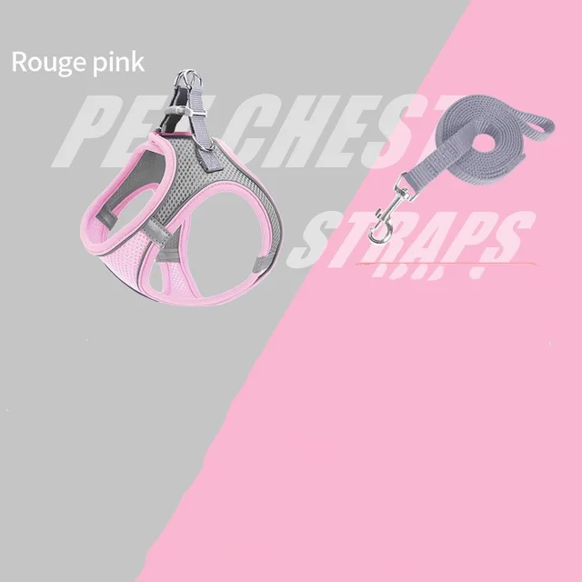 Pet Traction Rope Vest Breathable Reflective Dog Walking Rope Xiangfei Pink - Shop at LoveMi