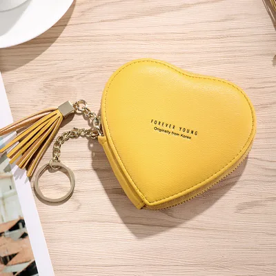 Personalized Key Chain Lovely Heart shaped Coin Bag Yellow - Shop at LoveMi