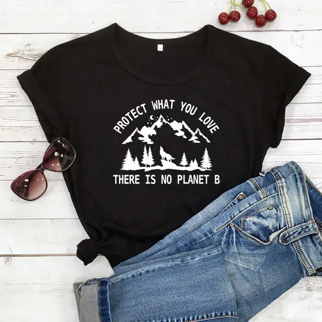 T Shirt Fashion Female Pattern Vegetarian Ecology Black - Shop at LoveMi