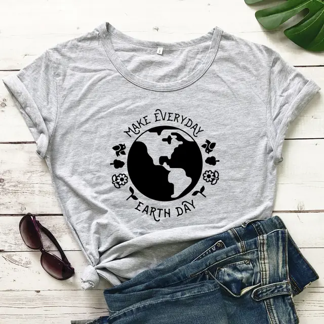 T Shirt Fashion Female Pattern Vegetarian Ecology Light Grey - Shop at LoveMi