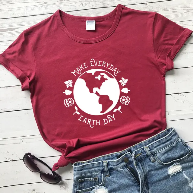 T Shirt Fashion Female Pattern Vegetarian Ecology Wine Red - Shop at LoveMi