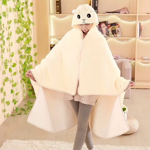 Lazy People's Cape Blanket Student Shawl Thickened White - Shop at LoveMi