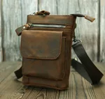 Genuine Leather Cell Phone Waist Bag Niche Simple Mini - Brown
